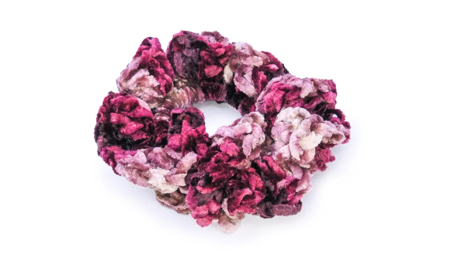 Crushed Velvet Crochet Scrunchies