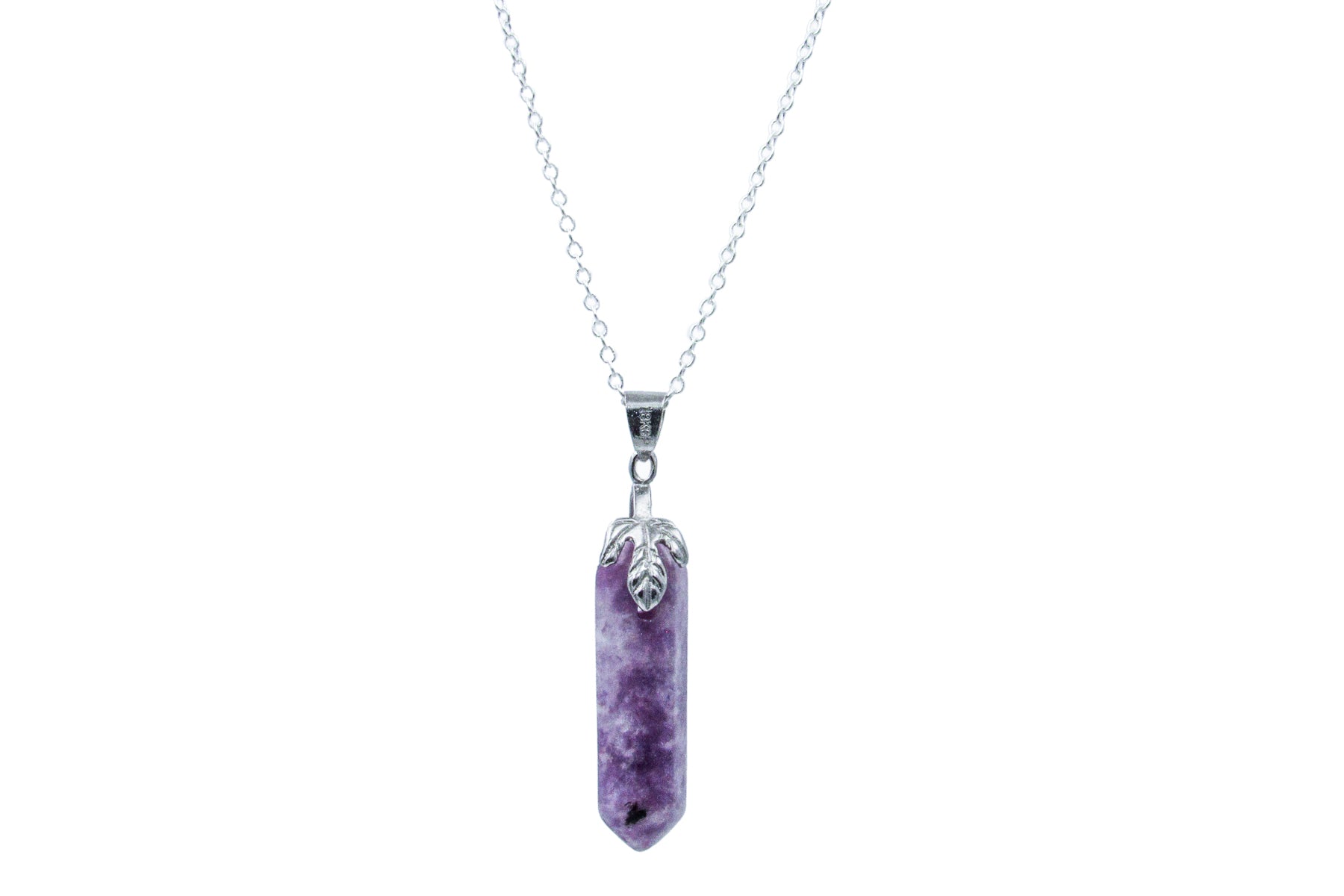 Lepidolite Crystal Pendant Necklace on Silver Chain Necklaces Oh, Heart!