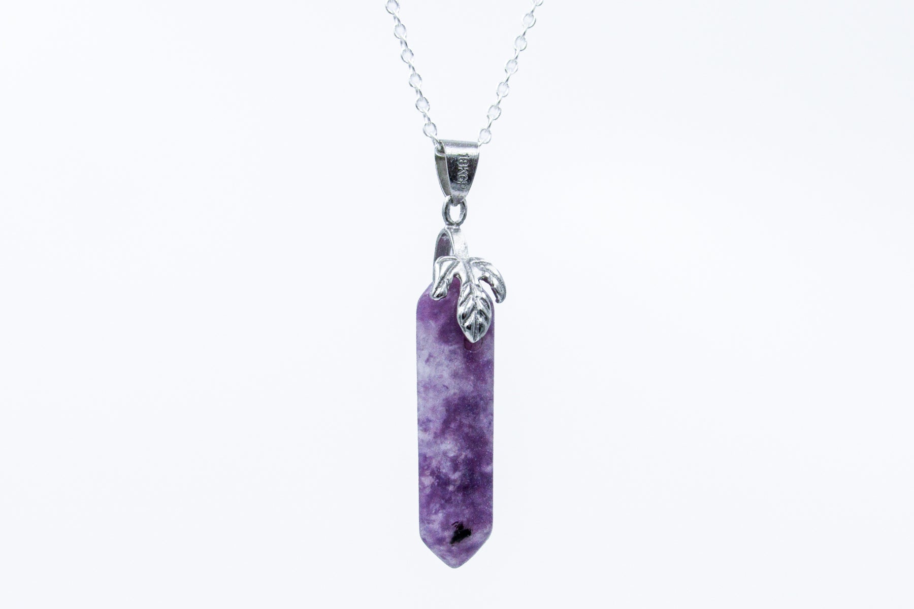 Lepidolite Crystal Pendant Necklace on Silver Chain Necklaces Oh, Heart!