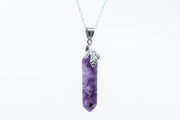 Lepidolite Crystal Pendant Necklace on Silver Chain Necklaces Oh, Heart!