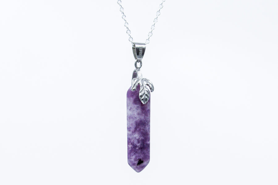 Lepidolite Crystal Pendant Necklace on Silver Chain Necklaces Oh, Heart!