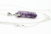 Lepidolite Crystal Pendant Necklace on Silver Chain Necklaces Oh, Heart!