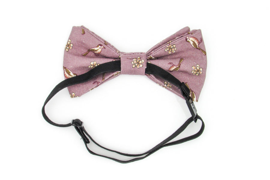 Wren and Cactus Flower Mauve Cotton Pre-Tied Bow Tie Bow Tie Oh, Heart!