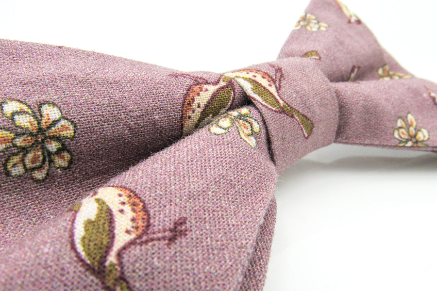 Wren and Cactus Flower Mauve Cotton Pre-Tied Bow Tie Bow Tie Oh, Heart!