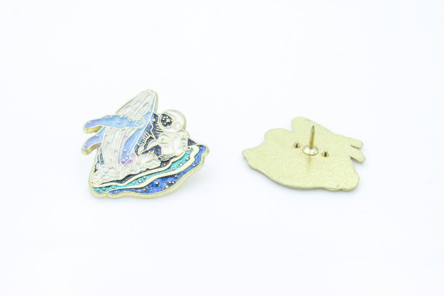 Astronaut and Whale Enamel Pin