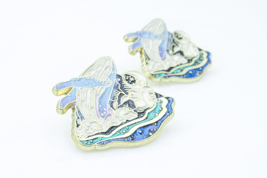 Astronaut and Whale Enamel Pin