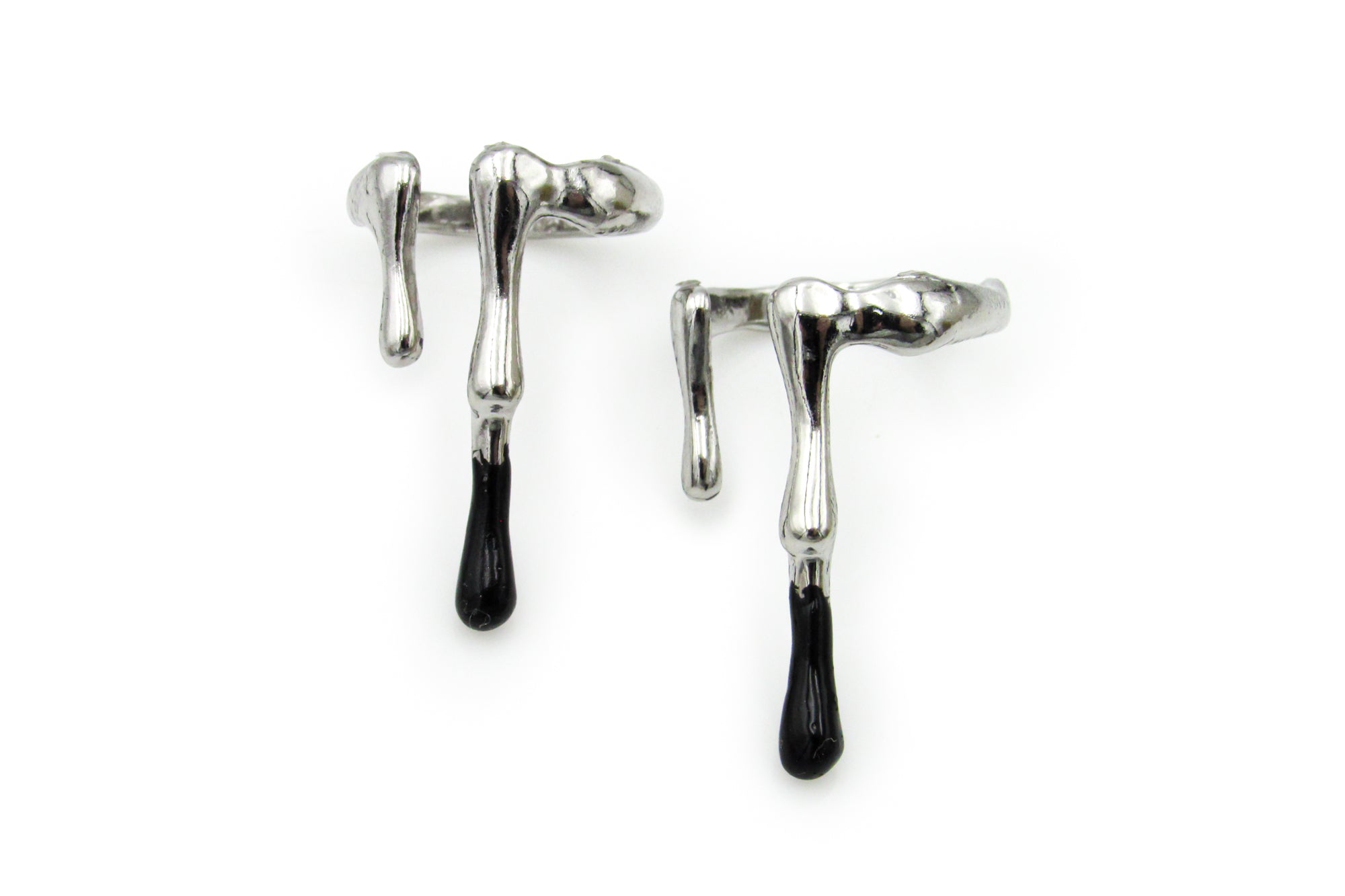Black on Silver Dripping Adjustable Ring Ring Oh, Heart!