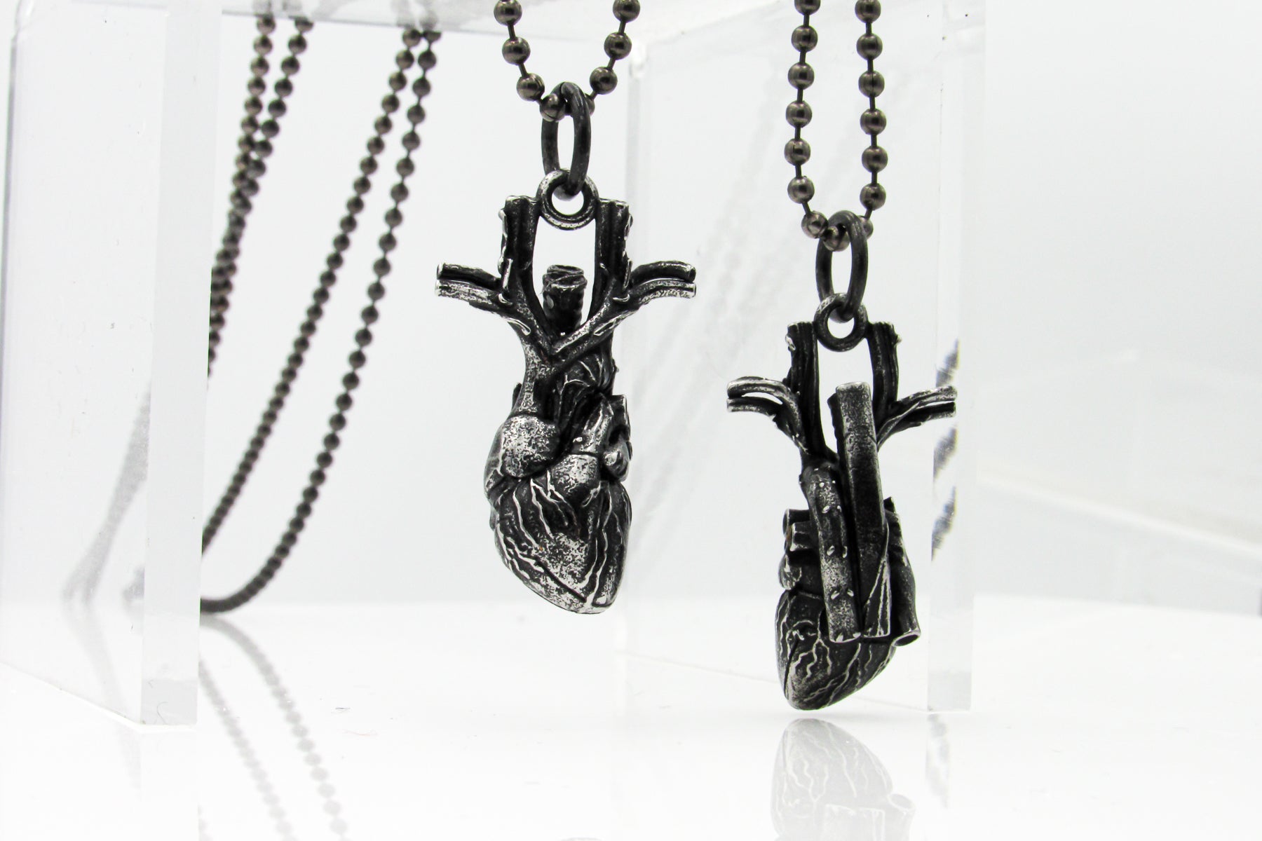 Black Anatomical Heart Pendant Necklace