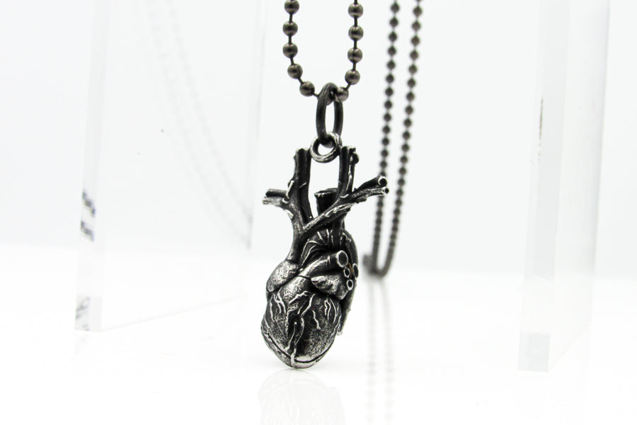 Black Anatomical Heart Pendant Necklace Necklaces Oh, Heart!