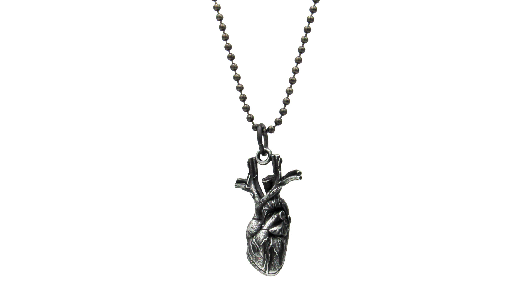 Black Anatomical Heart Pendant Necklace Necklaces Oh, Heart!