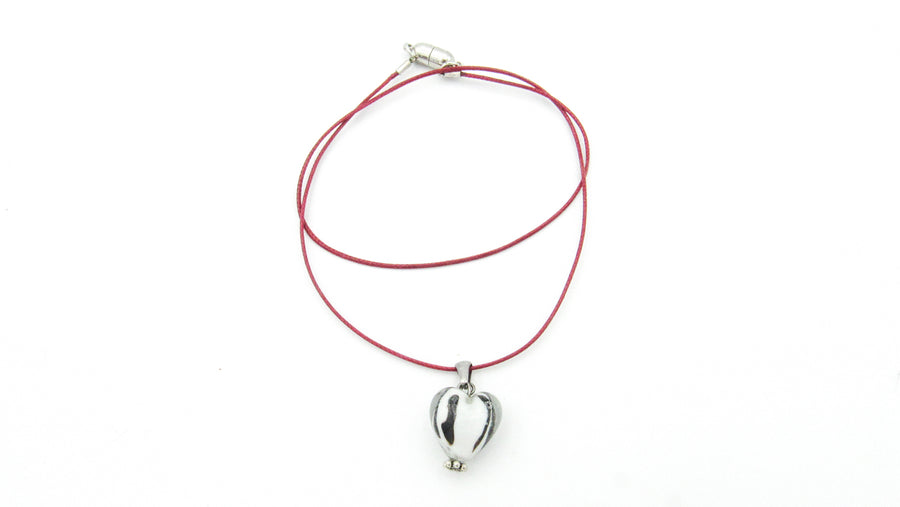 Black and White Striped or Spotted Lampwork Heart Pendant Necklace Necklaces Oh, Heart!