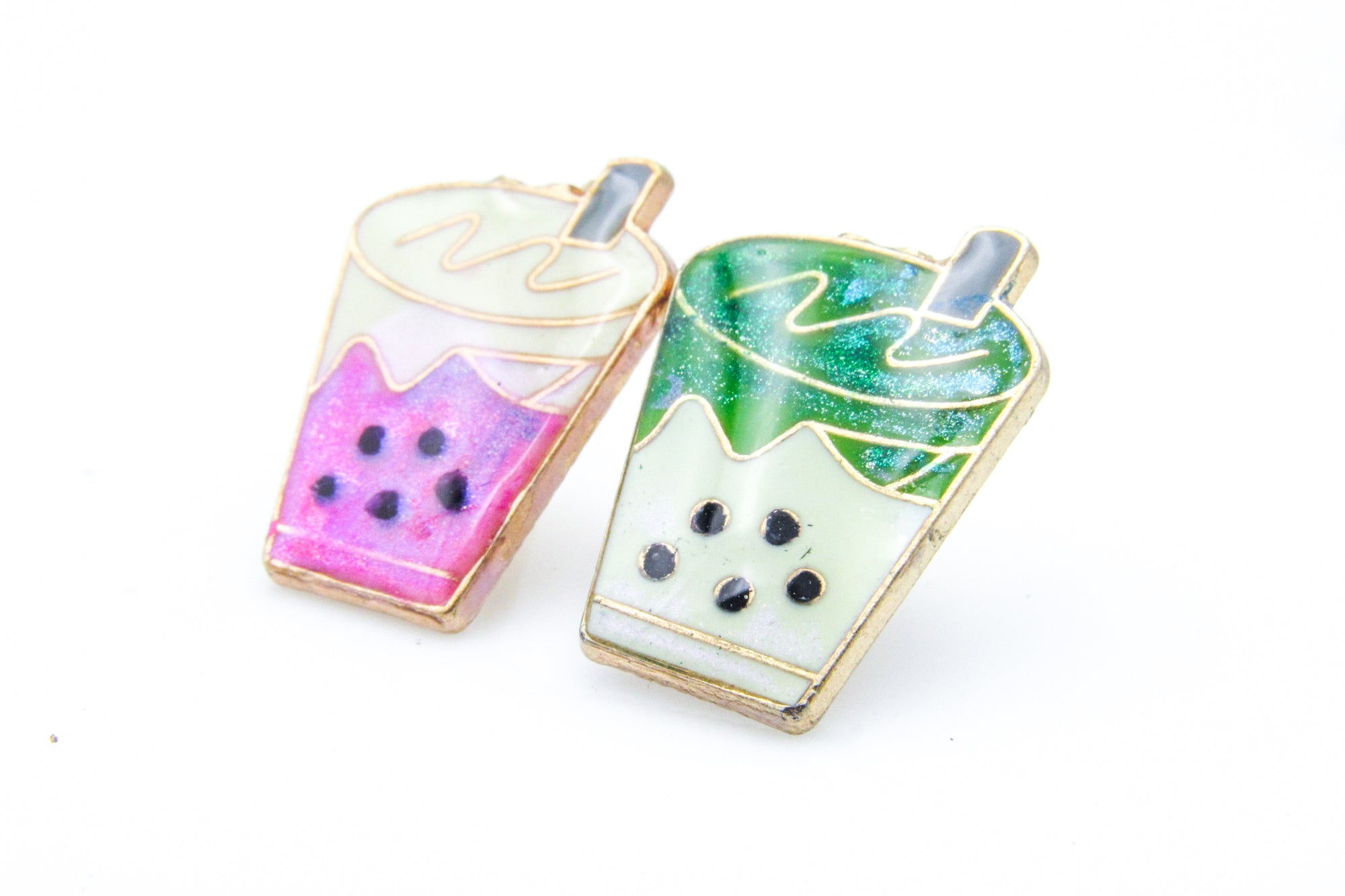 Glittery Boba Bubble Tea Enamel Pin