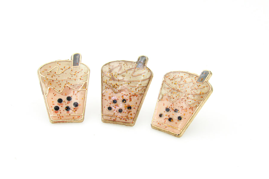 Glittery Boba Bubble Tea Enamel Pin