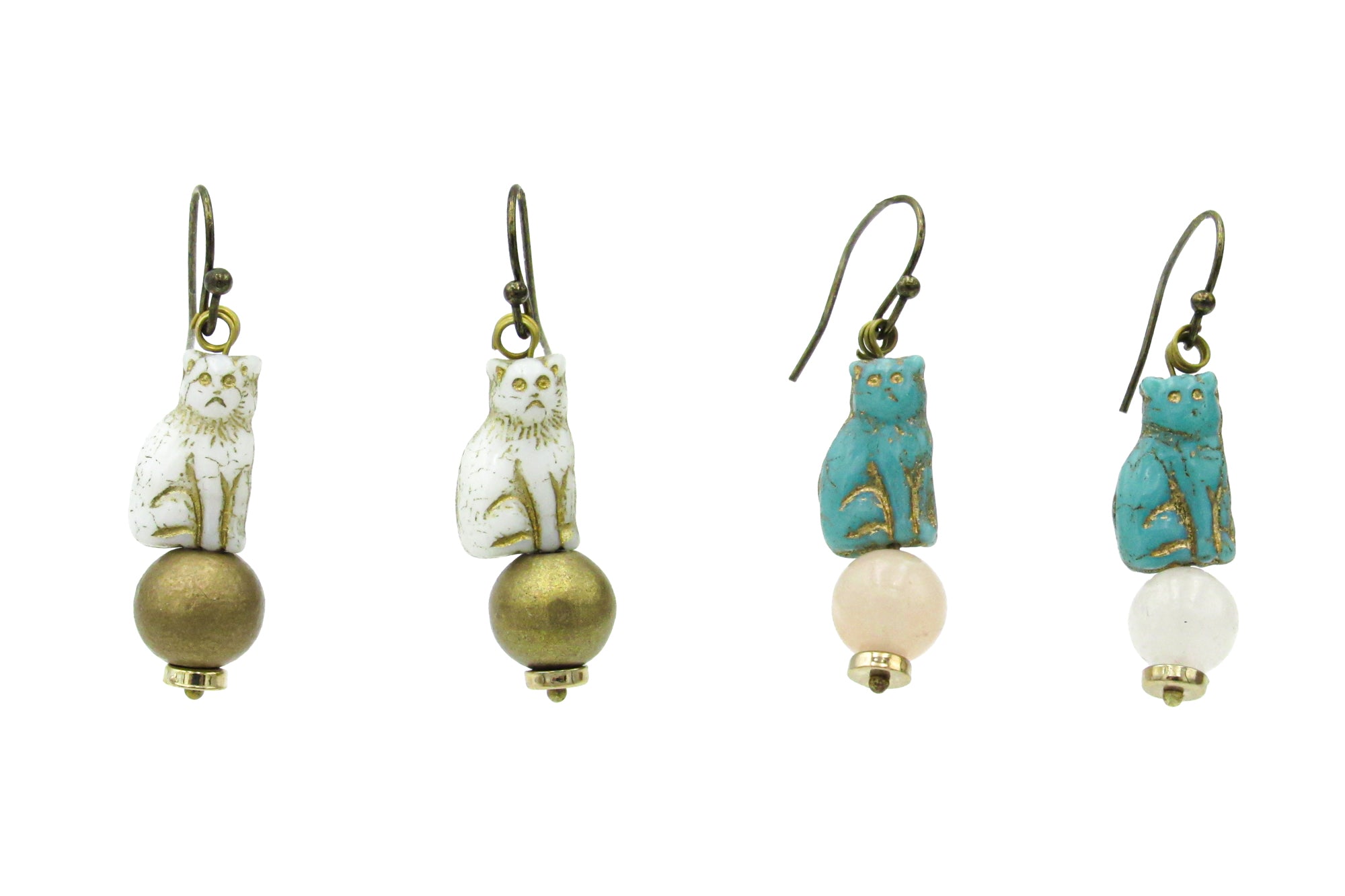 Boho Czech Glass Cat Bead Dangle Earrings Earrings Oh, Heart!