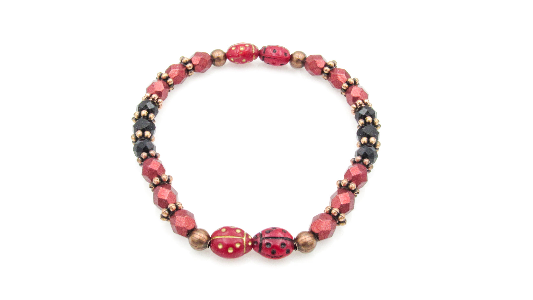 Ladybug Czech Glass Stretch Bracelet Bracelets Oh, Heart!
