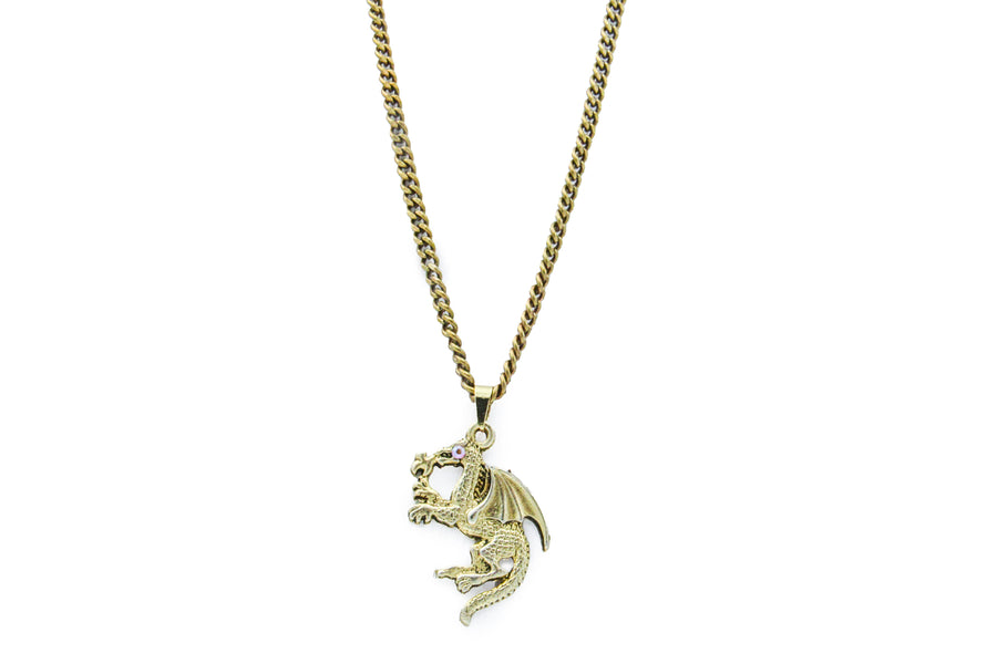 European Dragon Pendant Necklace With Rhinestone Crystal Eye Oh, Heart!