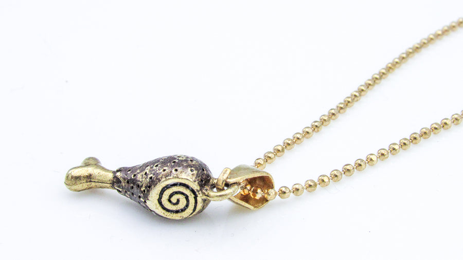 Fried Chicken Leg Enamel Charm Necklace Necklaces Oh, Heart!