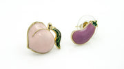 Peach and Eggplant Mismatched Stud Earring Set Earrings Oh, Heart!