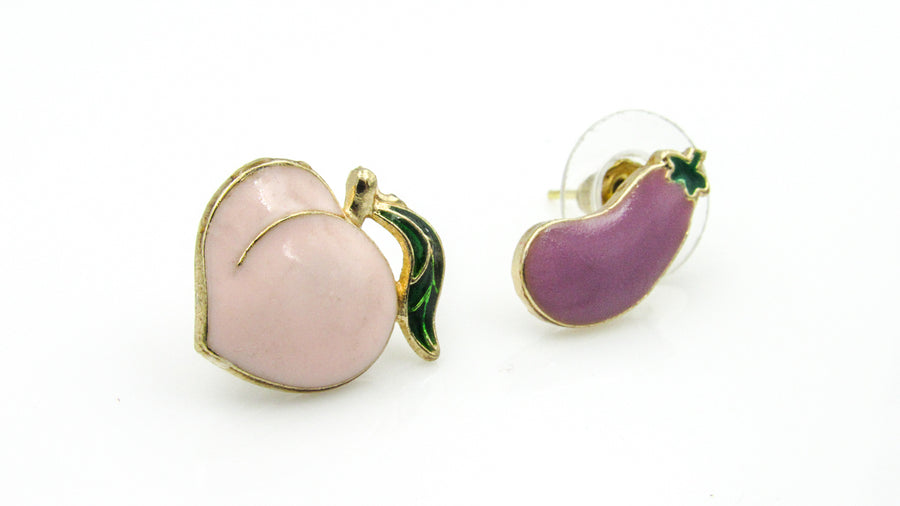 Peach and Eggplant Mismatched Stud Earring Set Earrings Oh, Heart!