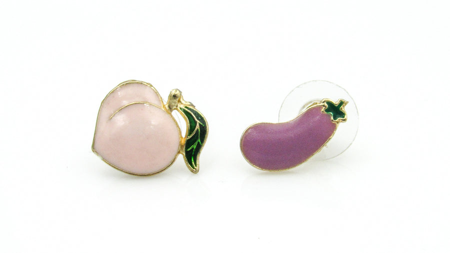 Peach and Eggplant Mismatched Stud Earring Set Earrings Oh, Heart!