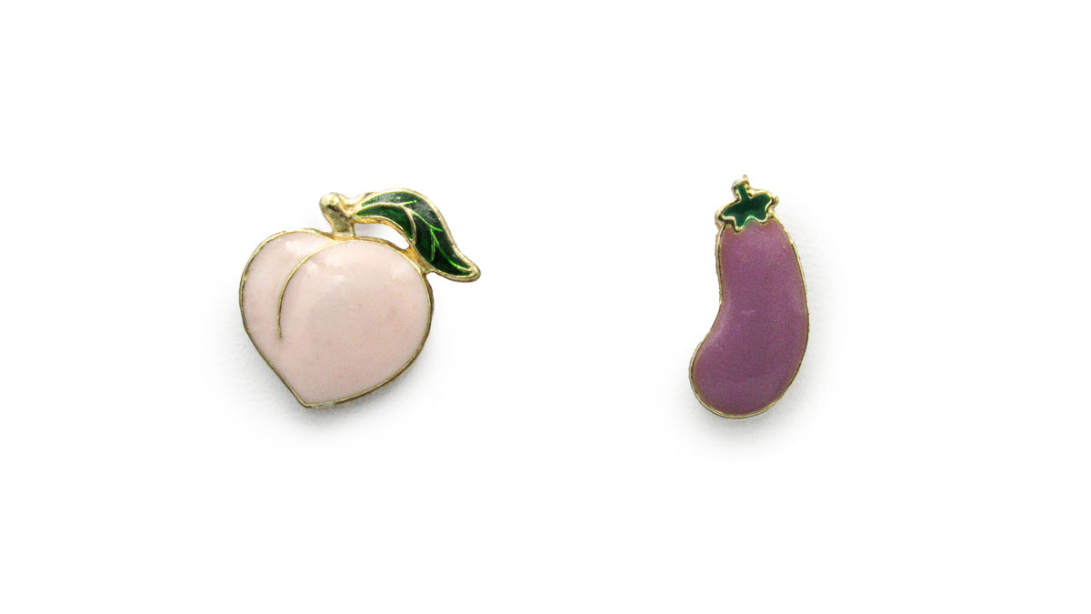 Peach and Eggplant Mismatched Stud Earring Set Earrings Oh, Heart!