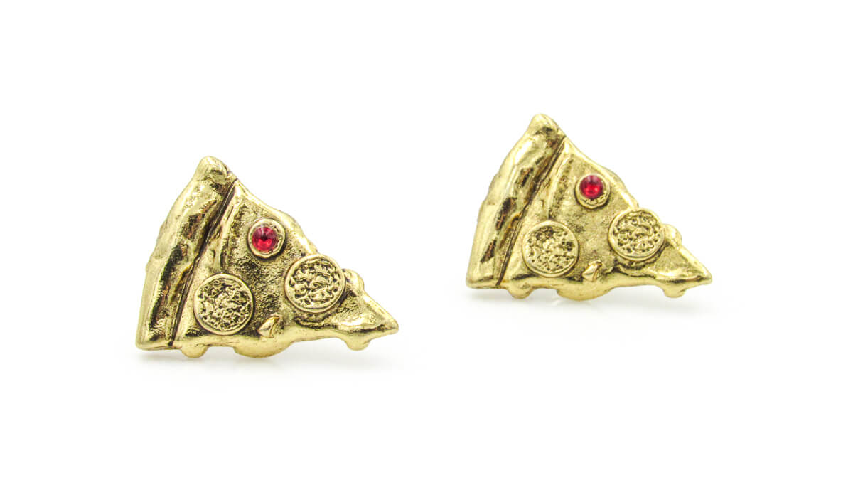 Pizza Slice Stud Earrings with Rhinestones Earrings Oh, Heart!