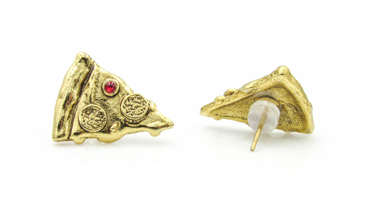 Pizza Slice Stud Earrings with Rhinestones Earrings Oh, Heart!