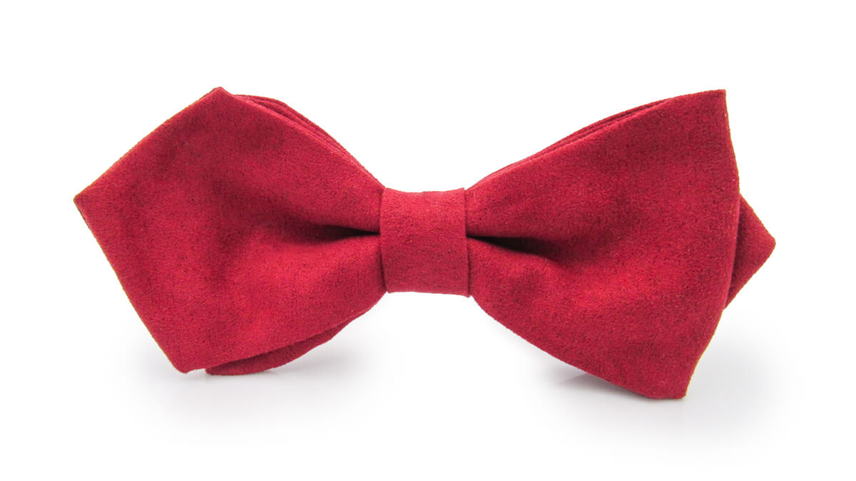 Crimson Red Faux Suede Pre-Tied Bow Tie Bow Tie Oh, Heart!