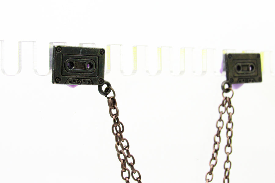 Antiqued Cassette Tape Charm Pinback Collar Chain collar chain Oh, Heart!