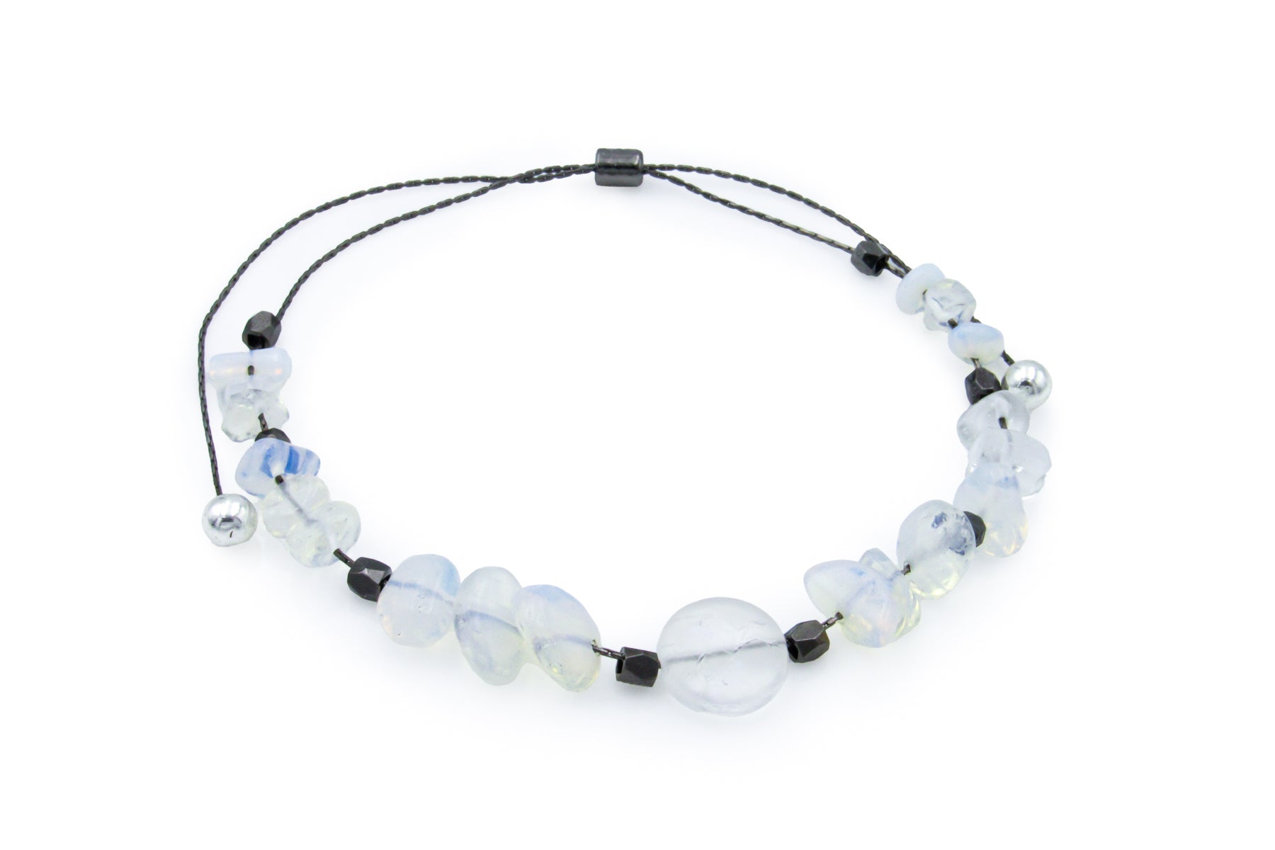 Moonstone Chip Beads Gunmetal Adjustable Slide Bracelet Bracelets Oh, Heart!
