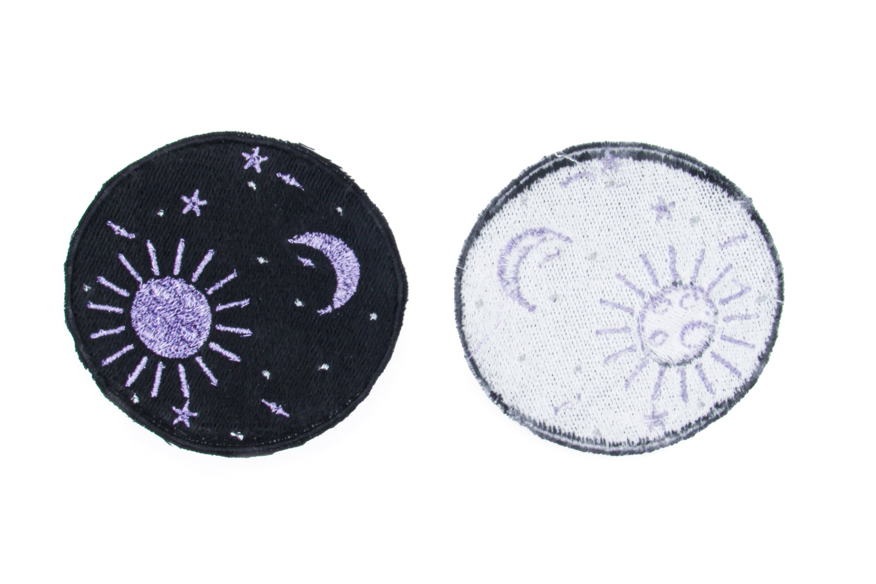 Purple Metallic Sun and Moon Embroidered Iron On Patch Embroidered Patch Oh, Heart!