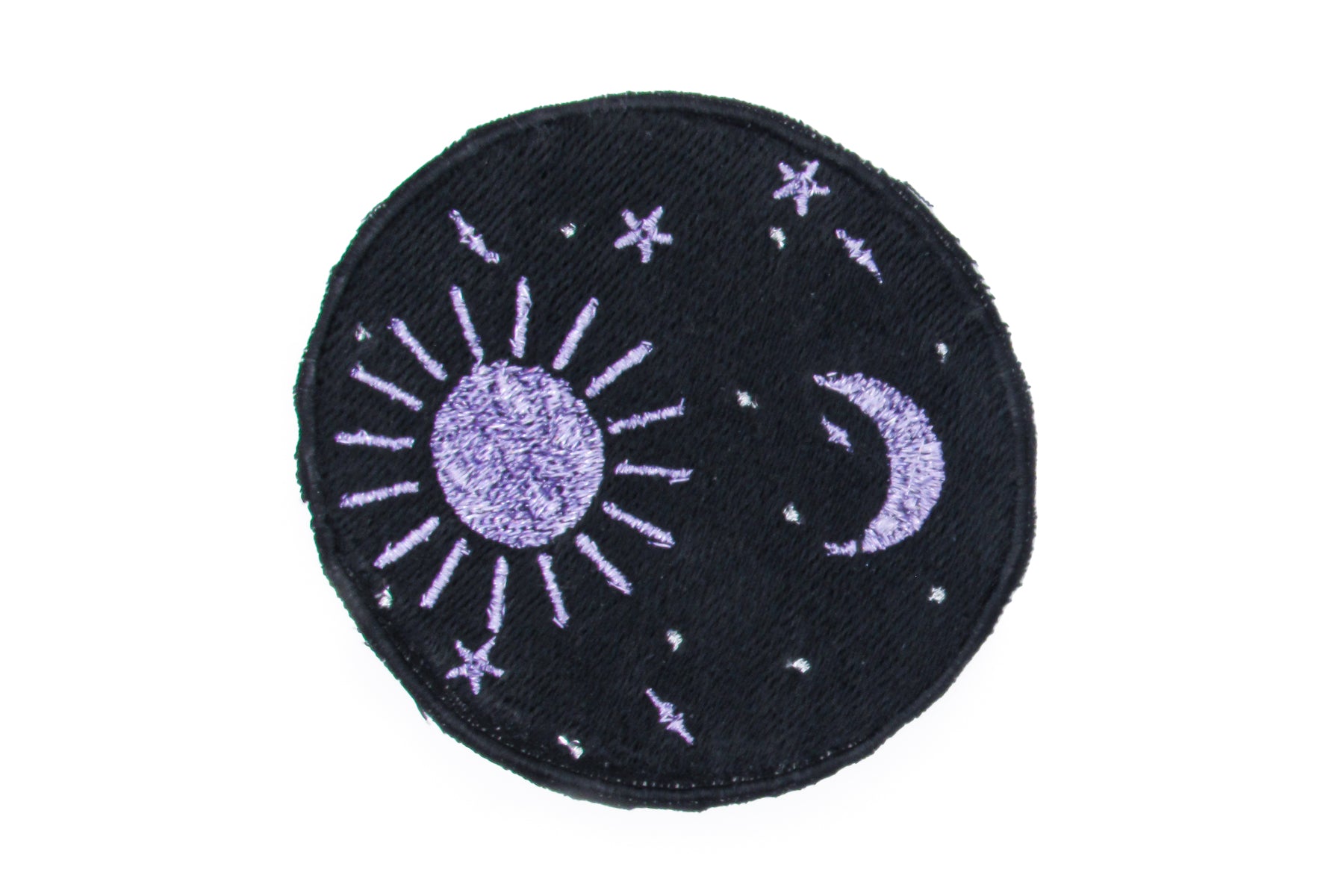 Purple Metallic Sun and Moon Embroidered Iron On Patch Embroidered Patch Oh, Heart!