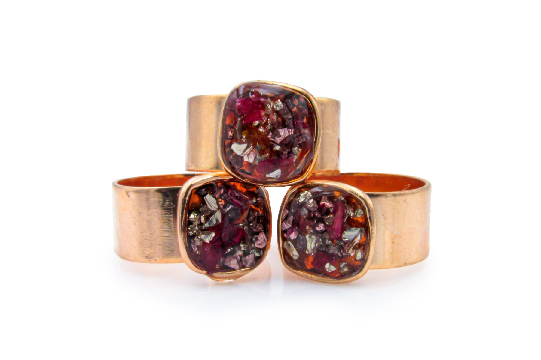 Thick Copper Adjustable Ring With Faux Resin Gemstone Ring Oh, Heart!