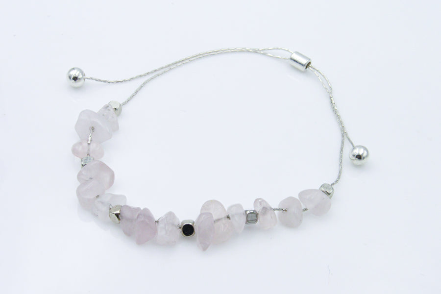 Gemstone Chip Beads Silver Adjustable Slide Bracelet Bracelets Oh, Heart!