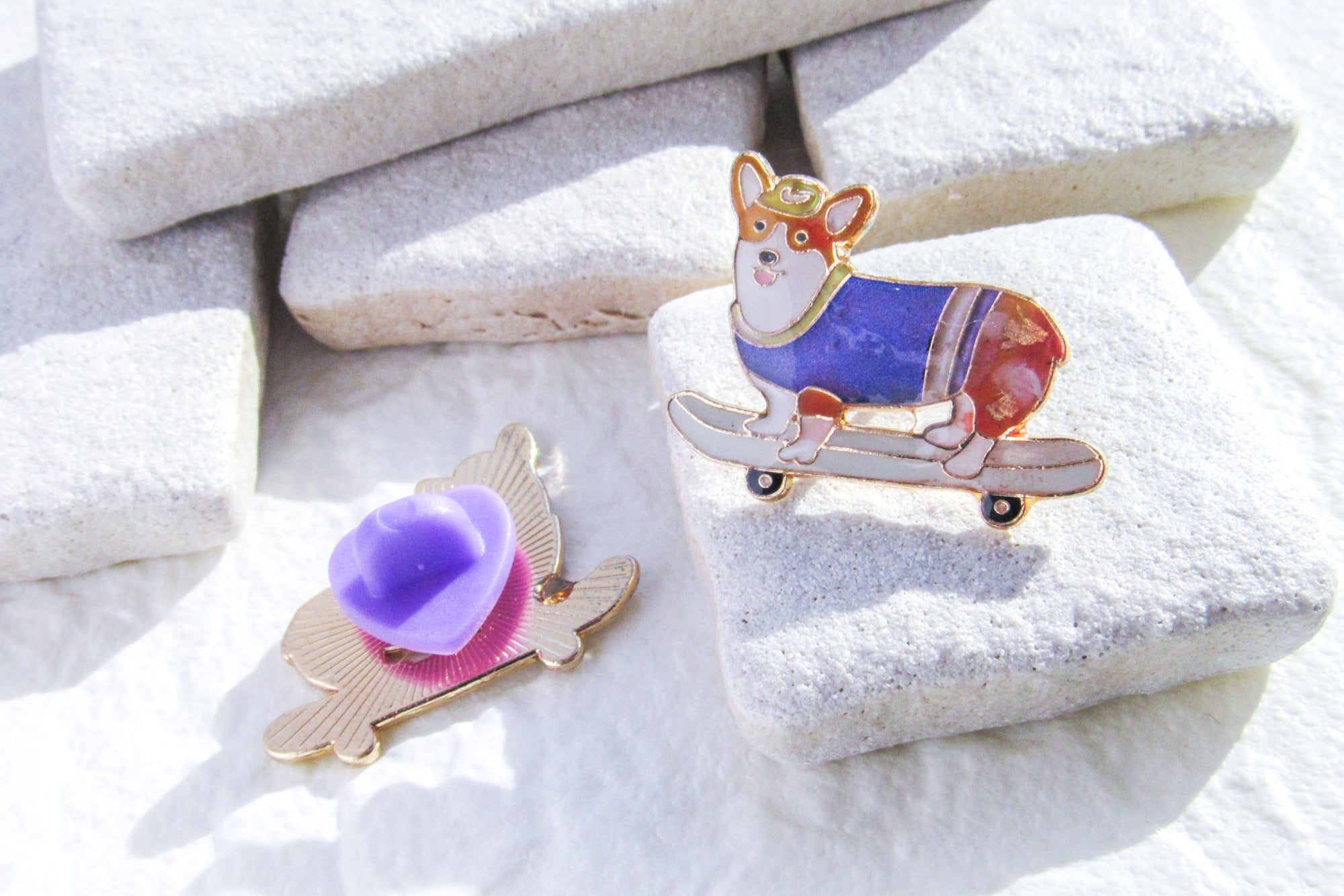 Skater Corgi Enamel Pin Pin Oh, Heart!