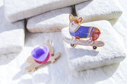 Skater Corgi Enamel Pin Pin Oh, Heart!
