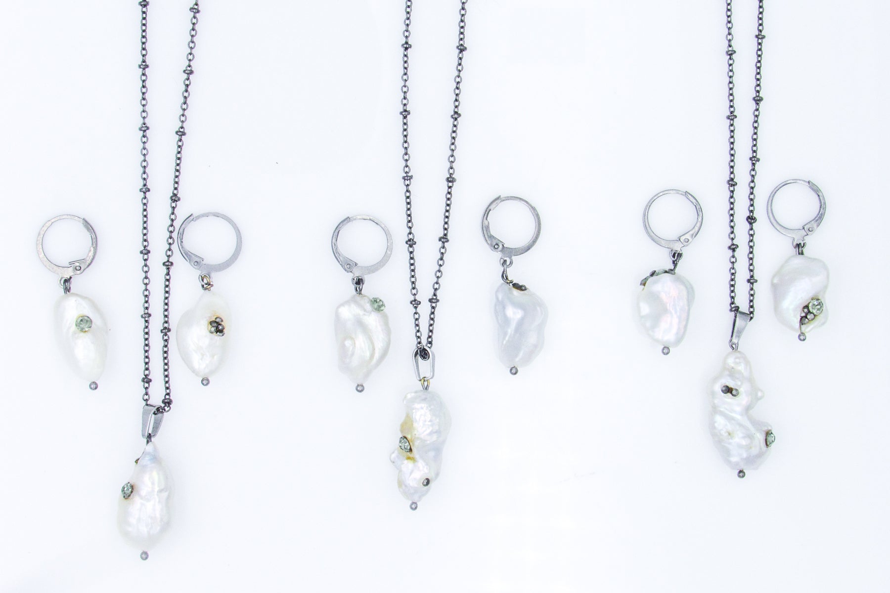 One Of A Kind Baroque Pearl Dangle Earrings and Necklace Set Jewelry Sets Oh, Heart!