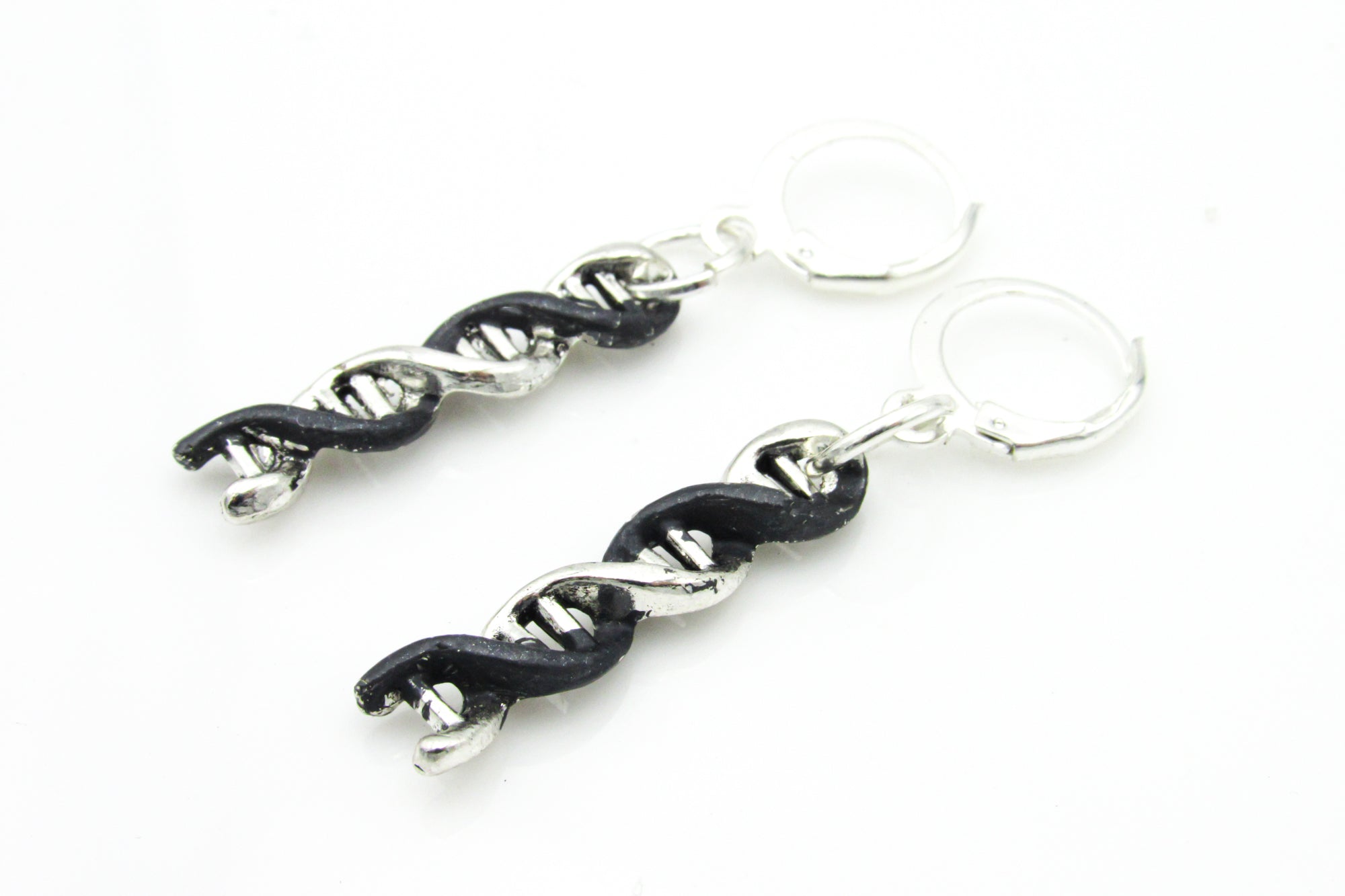 Black and Silver DNA Dangle Earrings Earrings Oh, Heart!