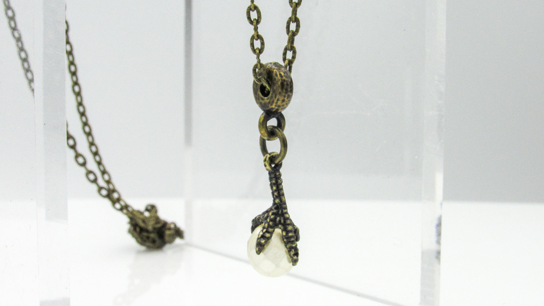 Dragon Claw Pendant Necklace With Glass Crystal Egg Oh, Heart!