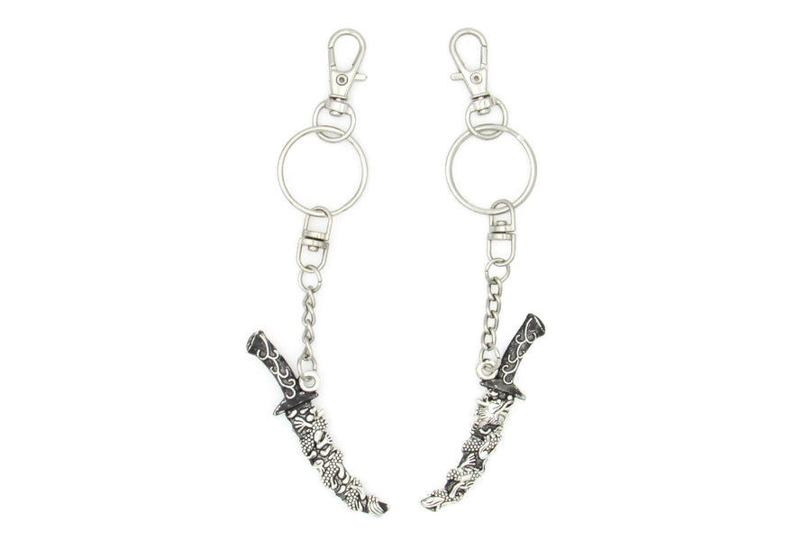 Samurai Dagger With Japanese Dragon Keychain Keychains Oh, Heart!