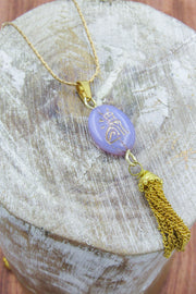 Purple Egyptian Cat Tasseled Gold Necklace Necklaces Oh, Heart!