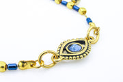 Gold and Blue Evil Eye Adjustable Slide Bracelet Bracelets Oh, Heart!
