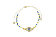 Gold and Blue Evil Eye Adjustable Slide Bracelet Bracelets Oh, Heart!