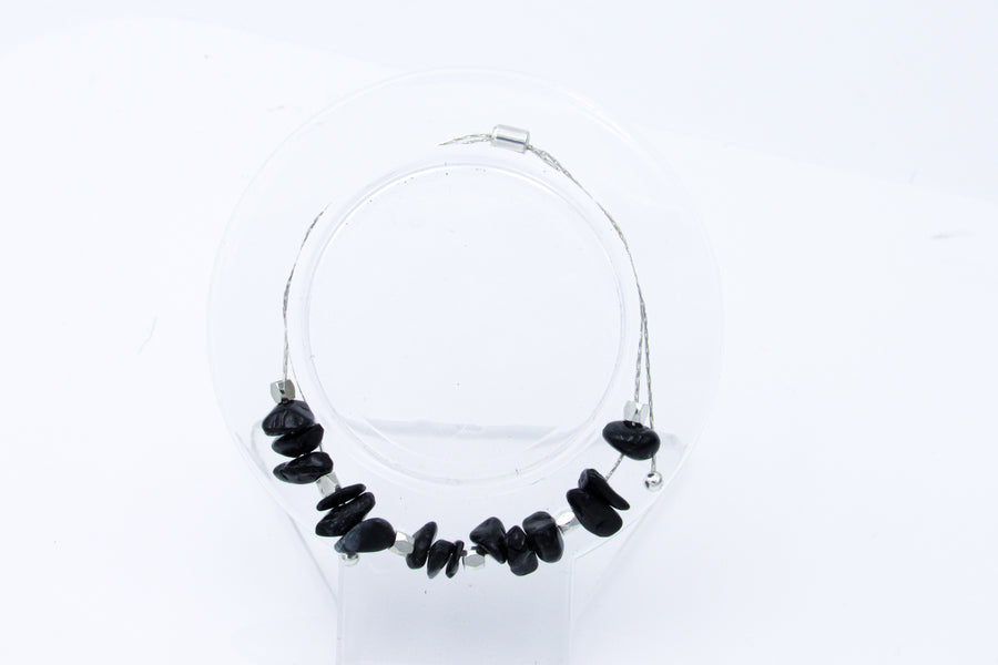 Gemstone Chip Beads Silver Adjustable Slide Bracelet Bracelets Oh, Heart!