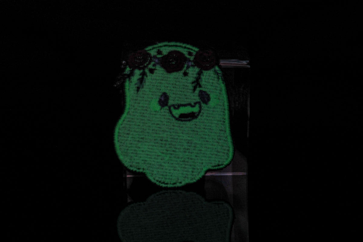 Glow In The Dark Ghost With Flower Crown Embroidered Patch Embroidered Patch Oh, Heart!