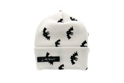 Black Bats on White Ribbed Beanie Beanie Oh, Heart!