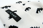Black Bats on White Ribbed Beanie Beanie Oh, Heart!
