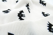 Black Bats on White Ribbed Beanie Beanie Oh, Heart!
