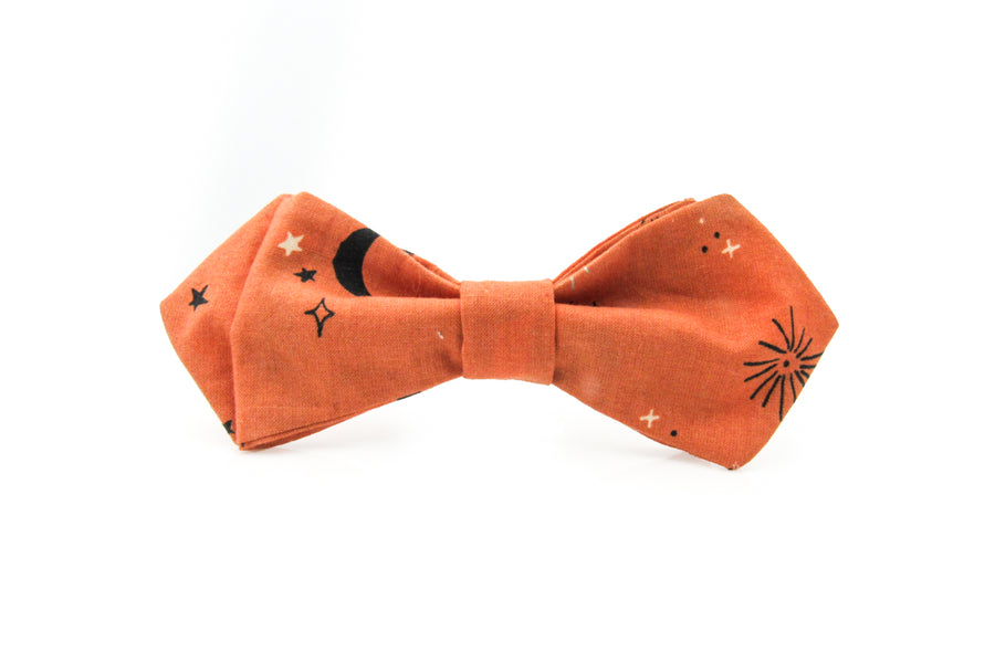 Pumpkin Orange Bow Tie With Moons and Stars Bow Tie Oh, Heart!