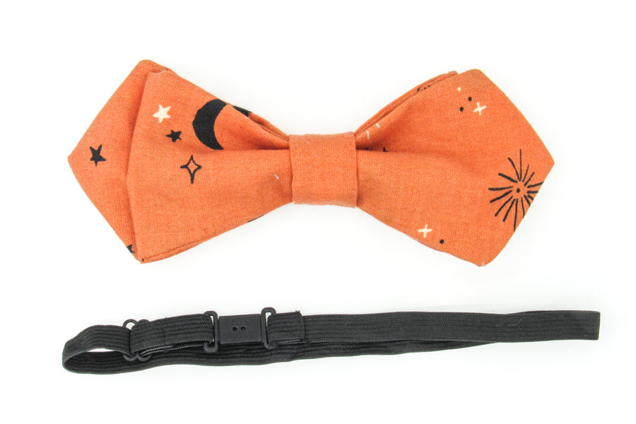 Pumpkin Orange Bow Tie With Moons and Stars Bow Tie Oh, Heart!